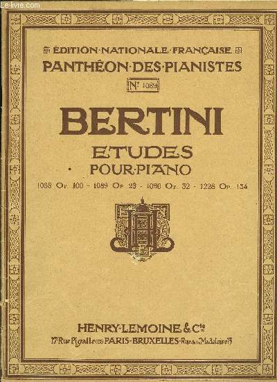 ETUDES POUR PIANO N1089 OP.29 25 ETUDES introductions  celles de Cramer