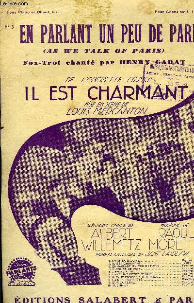 EN PARLANT UN PEU DE PARIS (as we talk of paris ) fox-trot chant de l'oprette filme 