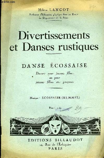 DANSES ECOSSAISE danse pour jeunes filles ou pour jeunes filles et garons + PLANCHE DE FIGURES