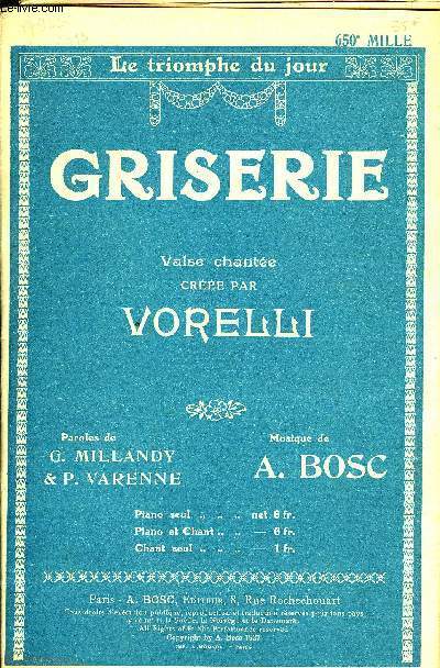 GRISERIE valse chante cre par Vorelli POUR DIVERS INSTRUMENTS