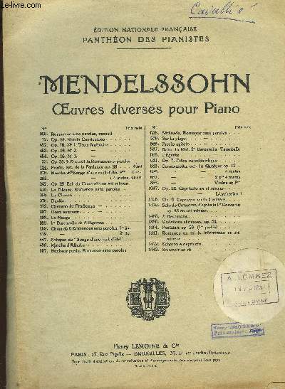 OEUVRES DIVERSES POUR PIANO