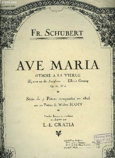 AVE MARIA hymne  la vierge OP.52-NVI POUR PIANO ET CHANT
