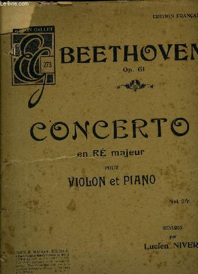 CONCERTO EN RE MAJEUR pour violon et piano