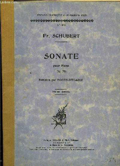 SONATE POUR PIANO OP.78 rvision par Roger-Ducasse N9919