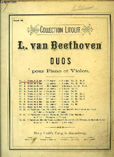 DUOS pour piano et violon N1 Sonate in D dur- R majeur