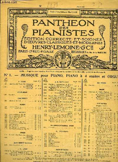 1er CONCERTO (en mi bmol) PREMIER SOLO pour piano EDITION PANTHEON DES PIANISTES