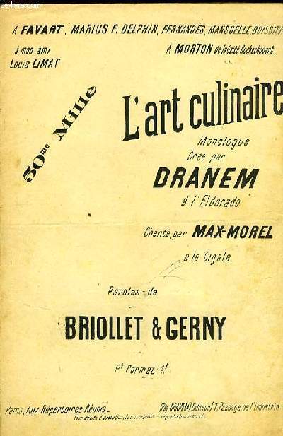 L'ART CILINAIRE monologue paroles de Briollet et Gerny seulement paroles
