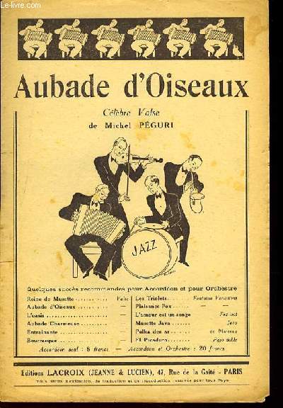 AUBADE D'OISEAUX violon ou accordeon