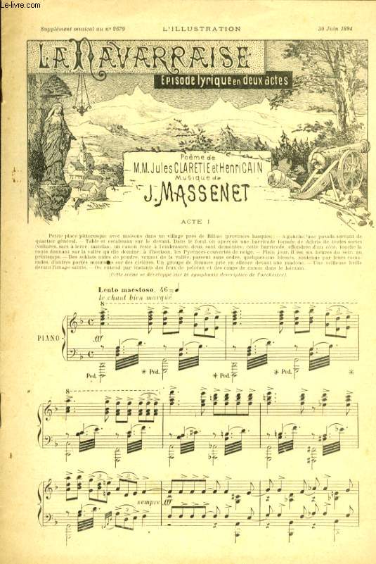 LA NAVARAISE POUR PIANO SEUL Supplment musical N2679  l'illustration du 30 juin 1894