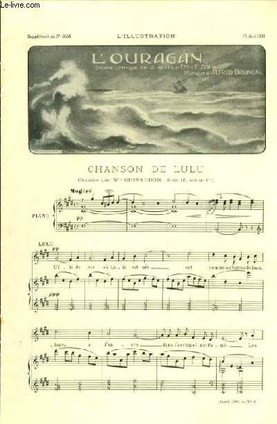 CHANSON DE LULU partition pour piano et chant SUPPLEMENT AU N3039 A L'ILLUSTRATION 25 MAI 1901