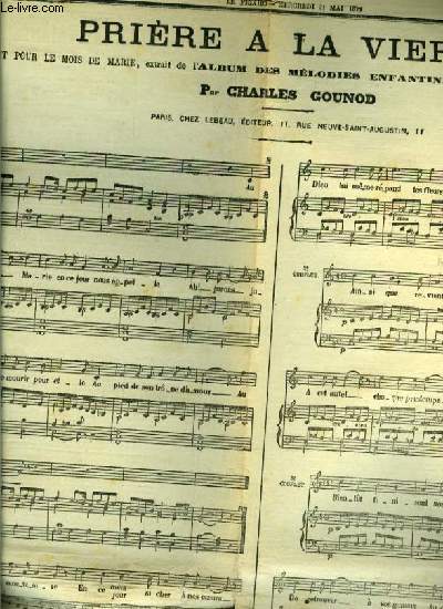 PRIERE A LA VIERGE chant pour le mois de Marie, extrait de l'album des mlodies enfantines avec accompagnement de piano EXTRAIT DU FIGARO DU MERCREDI 21 MAI 1879