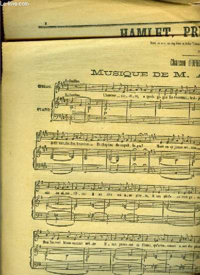 HAMLET, PRINCE DE DANEMARK extrait du figaro du mercredi 6 Octobre 1886 POUR PIANO ET CHANT
