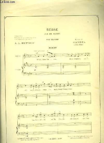 SERSE voix leves RECIT pour chant et piano
