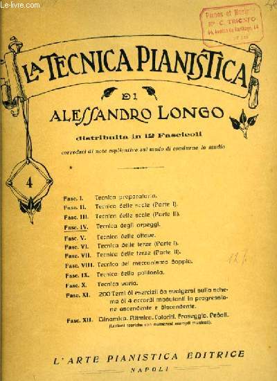 LA TECNICA PIANISTICA FASC. IV TECNICA DEGLI ARPEGGI