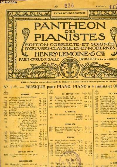 MARCHE NUPTIALE DU SONGE D'UN ENUIT D'ETE DE MENDELSSOHN pour piano seul PANTHEON DES PIANISTES N276