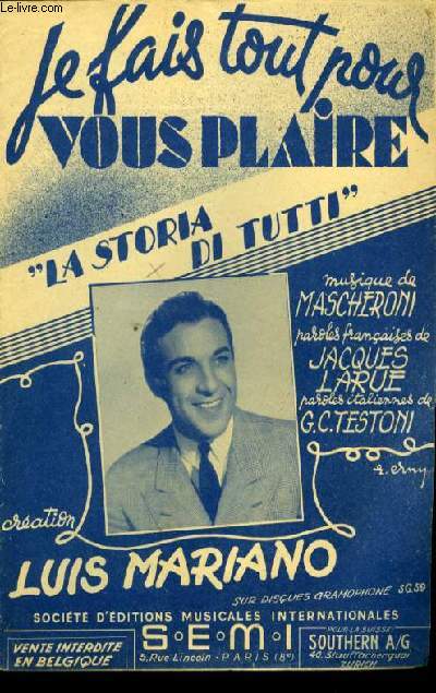 JE FAIS TOUT POUR VOUS PLAIRE (la storia di tutti) slow partition pour le chant