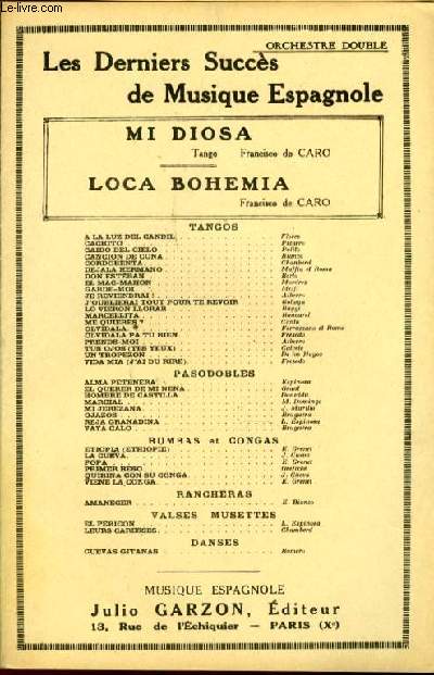 MI DIOSA tango / LOCA BOHEMIA PARTITION POUR ORCHESTRE