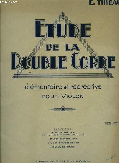 ETUDE DE LA DOUBLE CORDE lmentaire et rcrative pour Violon