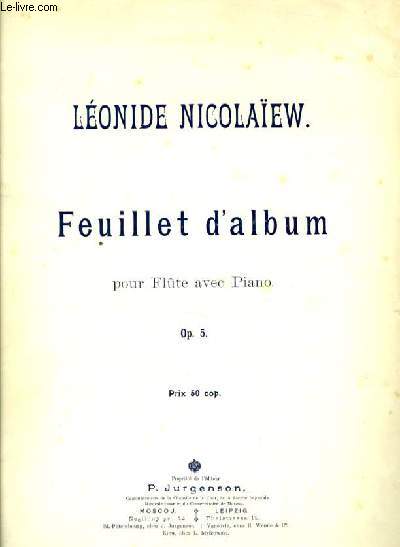 FEUILLET D'ALBUM pour flte avec piano OP.5