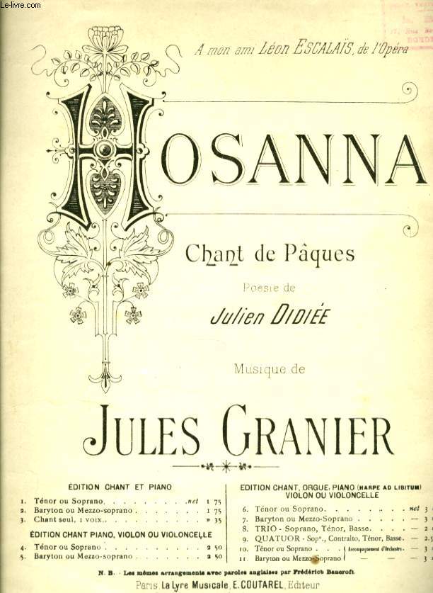 HOSANNA chant de Pques posie de Julien Didie POUR PIANO ET CHANT