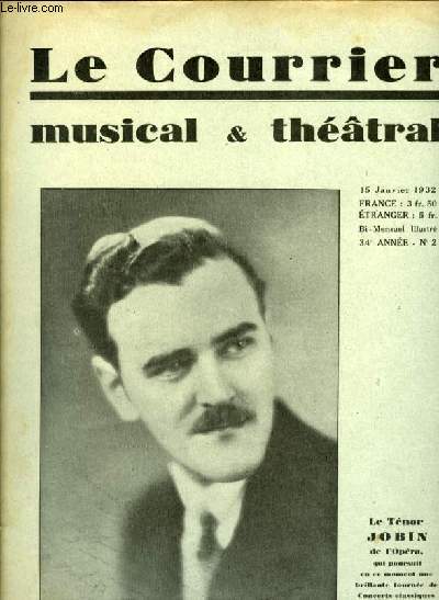 LE COURIER MUSICAL & THEATRAL du 15 janvier 1932