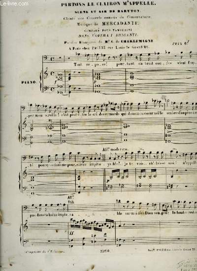 PARTONS LE CLAIRON M'APPELLE scne et air de baryton et piano