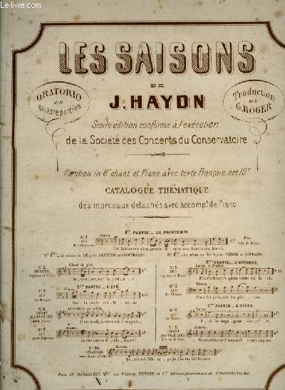 LES SAISONS Ire PARTIE-LE PRINTEMPS pour piano et chant