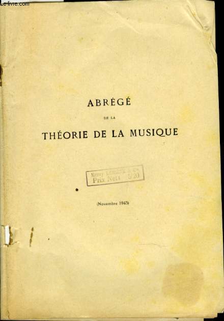 ABREGE DE LA THEORIE DE LA MUSIQUE