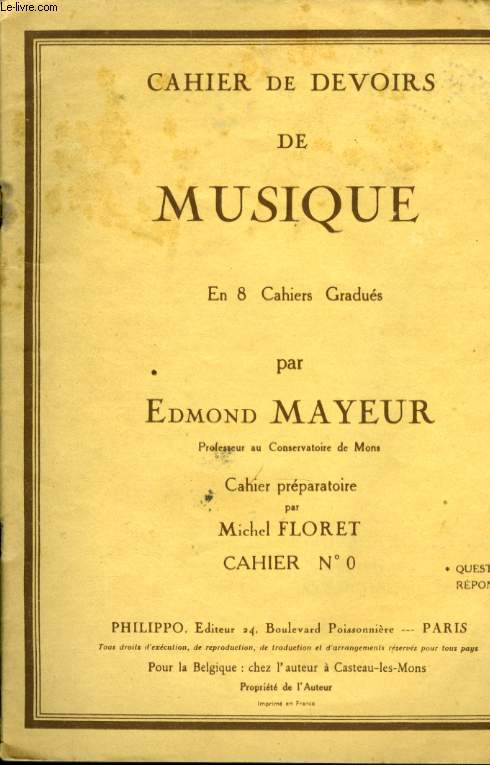 CAHIER DE DEVOIRS DE MUSIQUE