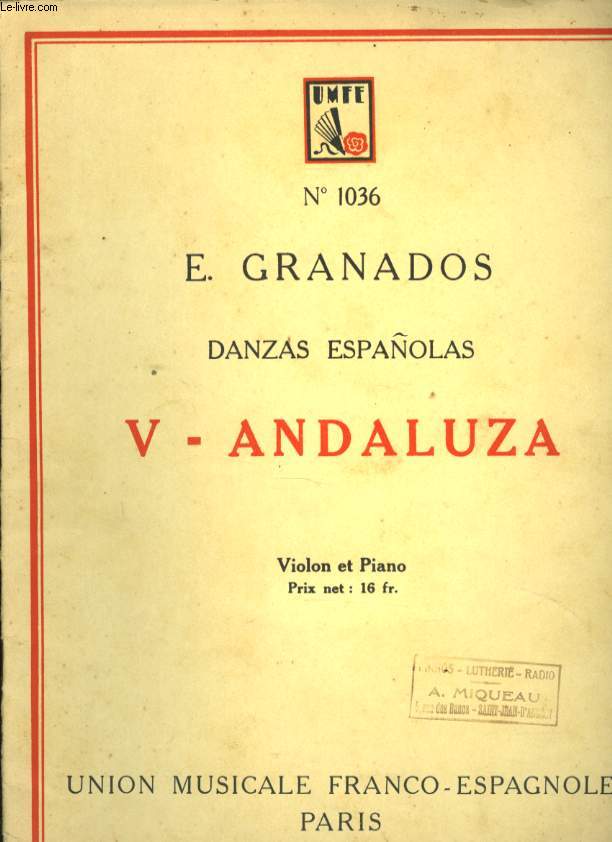 DANZAS ESPANOLAS N 1036 V. ANDALUZA