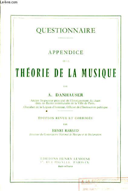 APPENDICE DE LA THEORIE DE LA MUSIQUE