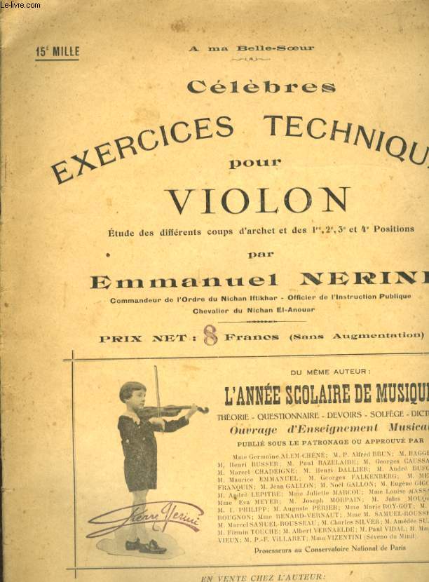 CELEBRES EXERCICES TECHNIQUES POUR VIOLON