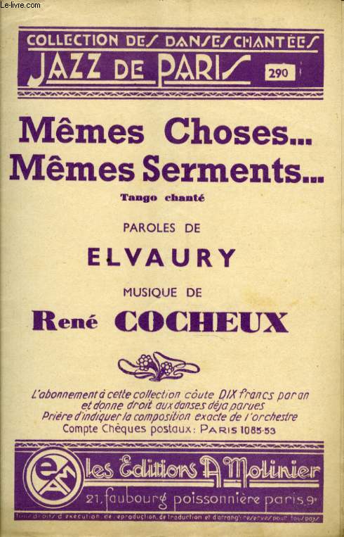MEMES CHOSES....MEMES SERMENTS..... TANGO CHANTE N 290
