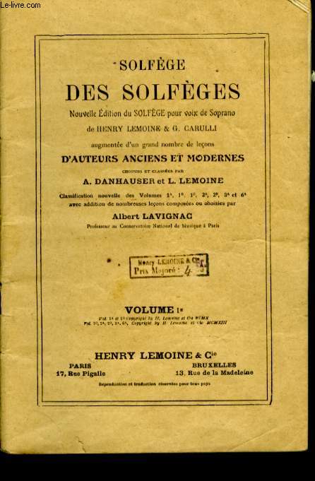 SOLFEGE DES SOLFEGES VOLUME I