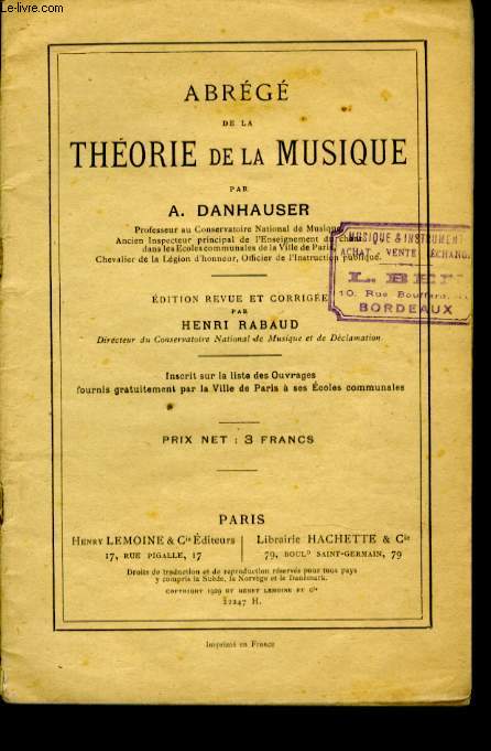 ABREGE DE LA THEORIE DE LA MUSIQUE