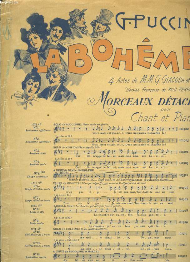 LA BOHEME MORCEAUX DETACHES POUR CHANT ET PIANO N3 OUI! ON M'APPELE MUNI
