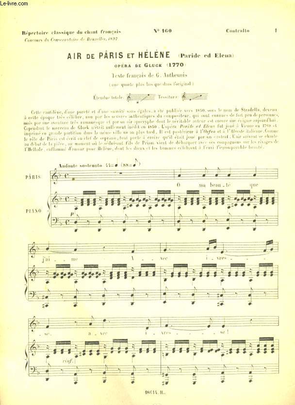 REPERTOIRE CLASSIQUE DU CHANT FRANCAIS AIR DE PRIS ET HELENE