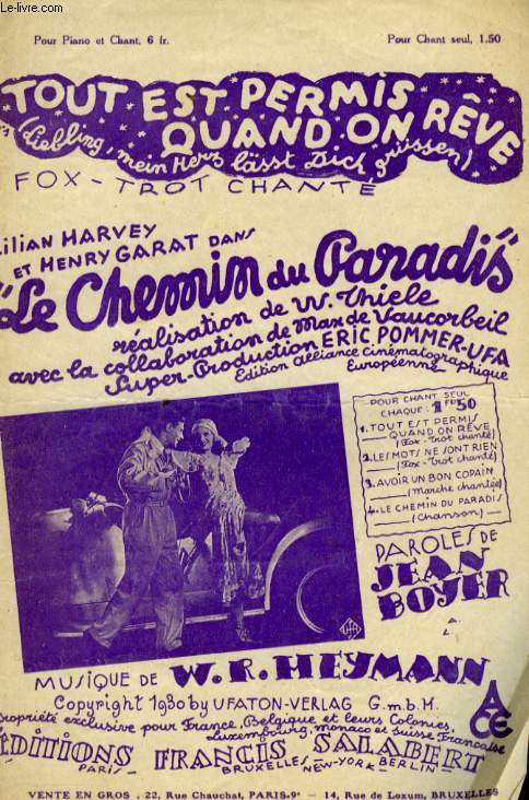 TOUT EST PERMIS QUAND ON RVE ( LIEBLING, MEIN HERZ LSST DICH GRSSEN)