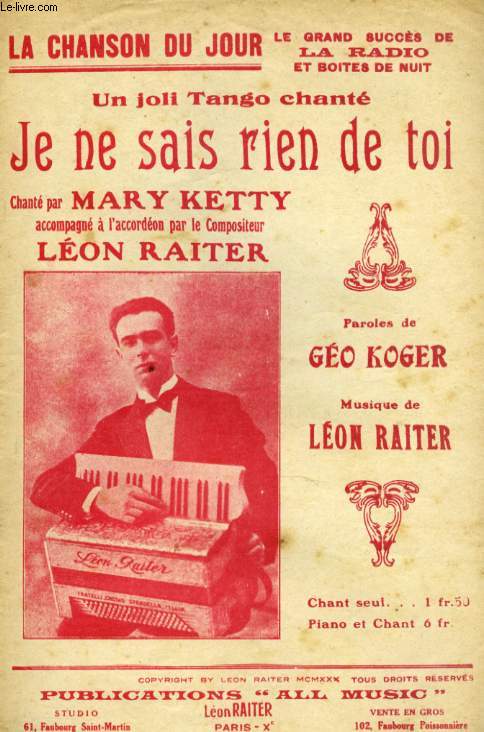 JE NE SAIS RIEN DE TOI