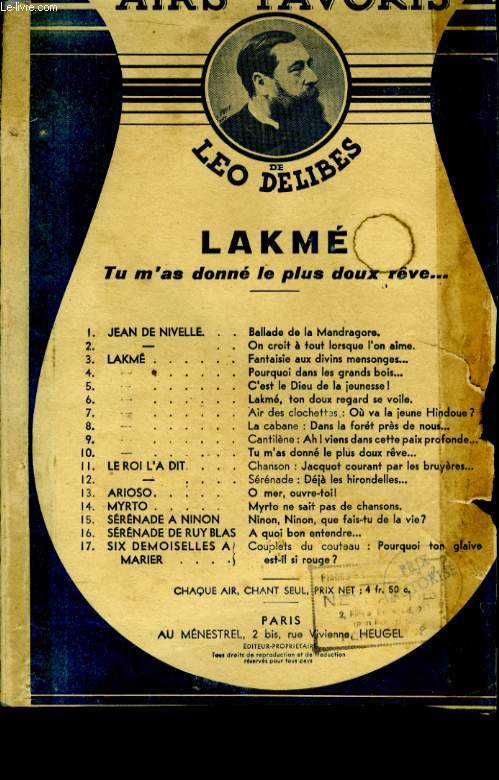 LAKME N 10 TU M'AS DONNE LE PLUS DOUX RVE...