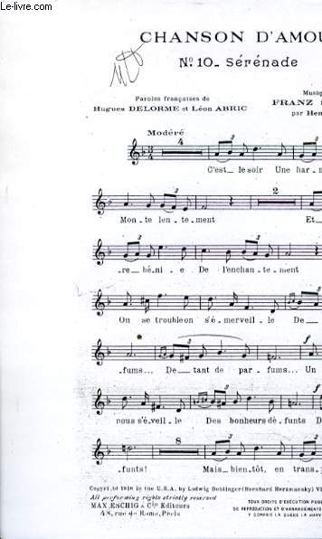 CHANSON D'AMOUR N10 SERENADE