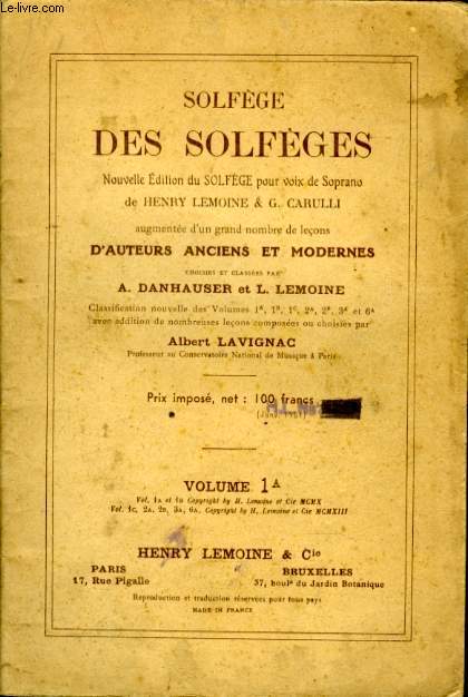 SOLFEGE DES SOLFEGES VOLUME I A