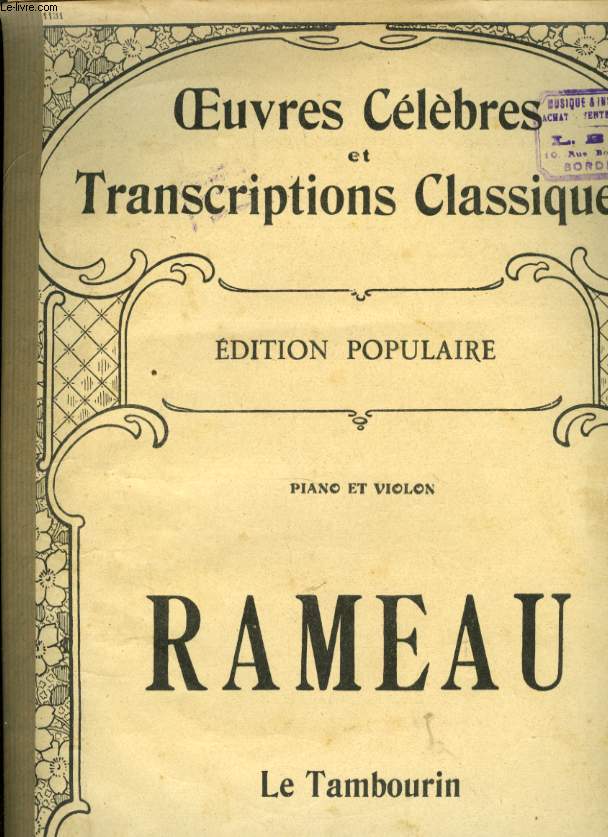 OEUVRES CELEBRES ET TRANSCRIPTIONS CLASSIQUES N 1131 LE TAMBOURIN