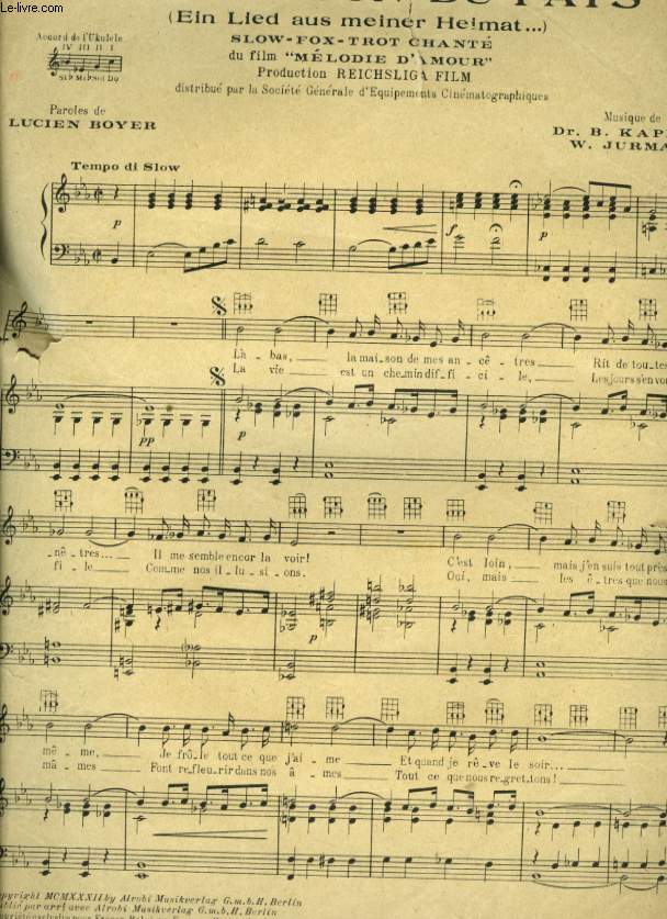 LA CHANSON DU PAYS ( EIN LIED AUS MEINER HEIMAT...)