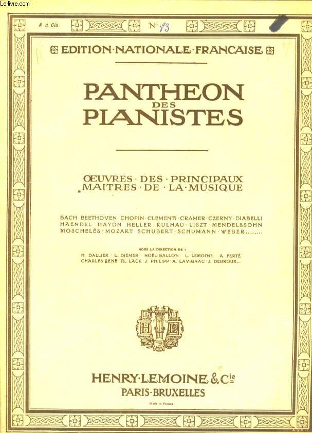 PANTHEON DES PIANISTES. OEUVRES DES PRINCIPAUX MAITRES DE LA MUSIQUE. BERCEUSE
