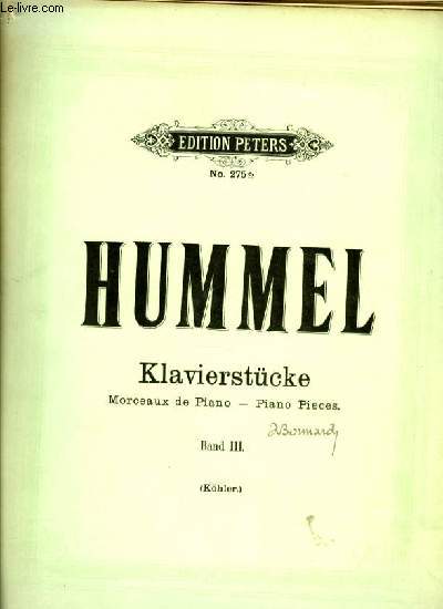 HUMMEL - KLAVIERSTCKE BAND III