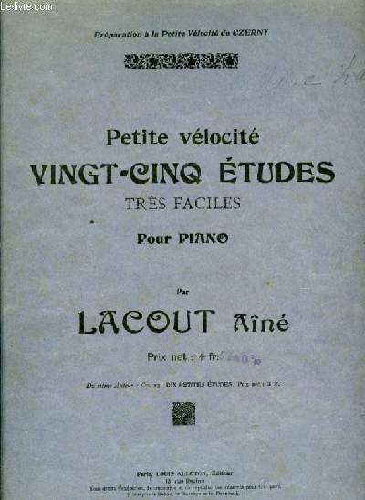 PETITE VELOCITE - 25 ETUDES TRES FACILE POUR PIANO