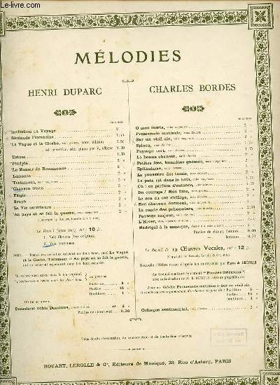 CHANSON TRISTE. CHANT ET PIANO.