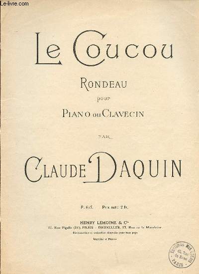 LE COUCOU RONDEAU POUR PIANO OU CLAVECIN.