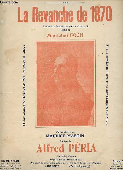 LA REVANCHE DE 1870. MARCHE DE LA VICTOIRE.